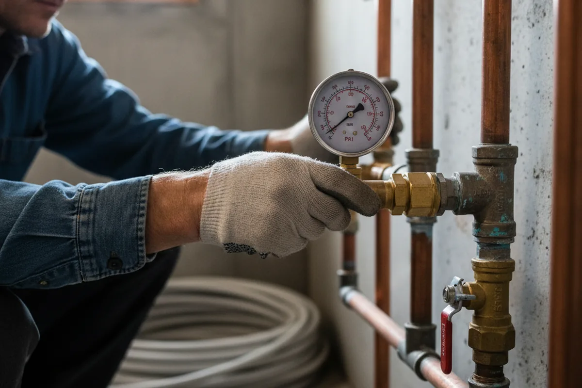 Pressure testing a repaired line during Water Line Repair in Hedgesville